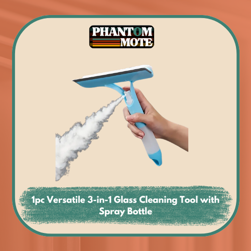 1pc Versatile 3-in-1 Glass Cleaning Tool with  Spray Bottle