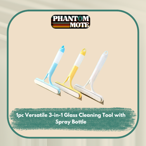 1pc Versatile 3-in-1 Glass Cleaning Tool with  Spray Bottle