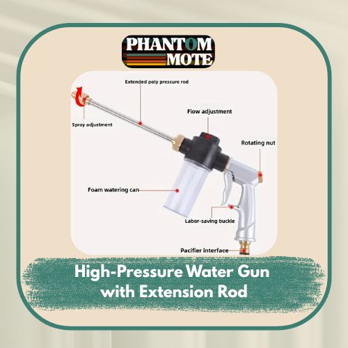1pc, All-Metal High-Pressure Copper Car Wash Water Gun with Extended Rod And Foam Sprayer for Home Use with Foam Pot Ideal for Car Cleaning And Garden Watering Applications