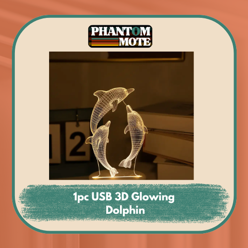 1pc USB 3D Glowing Dolphin Creative Night Light,