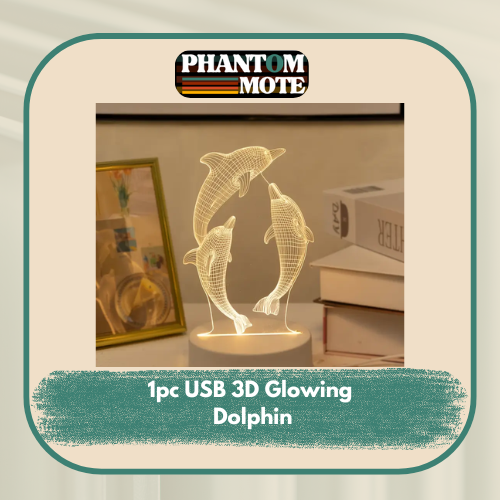 1pc USB 3D Glowing Dolphin Creative Night Light,