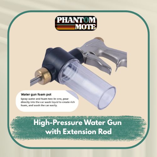 1pc, All-Metal High-Pressure Copper Car Wash Water Gun with Extended Rod And Foam Sprayer for Home Use with Foam Pot Ideal for Car Cleaning And Garden Watering Applications